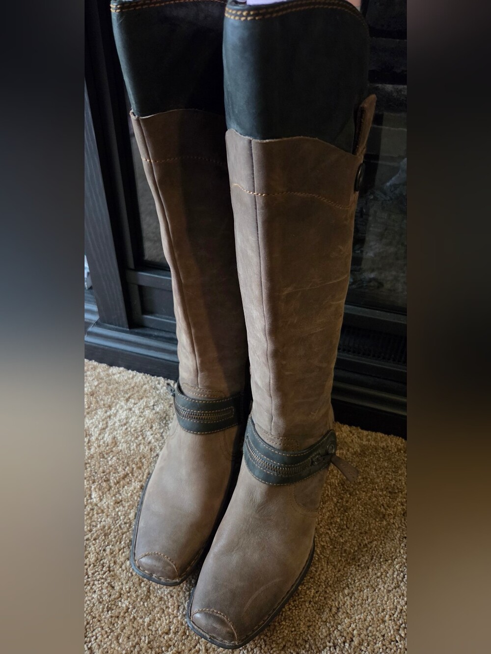 Born Two-Tone Over-the-Knee Riding Boots in Brown and Black